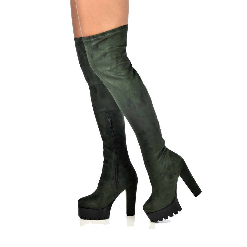 Springland Int Erin-11 Platform Over The Knee Suede Boots